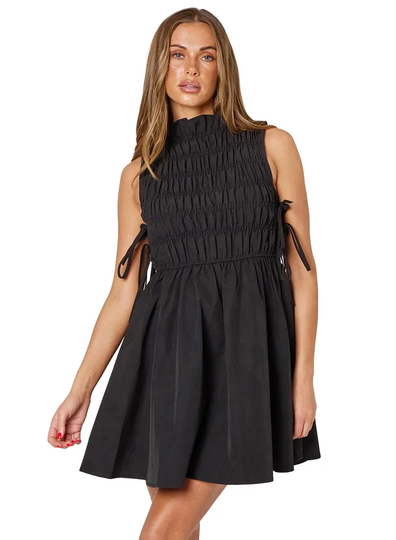 Urban Bliss Black Fit & Flare Smocked Mini Dress